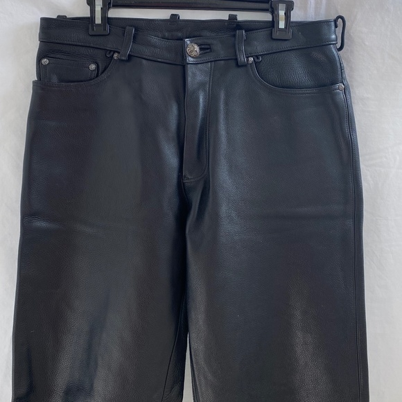 CHROME HEARTS - Men's Black Leather Pants - Picture 5 of 14